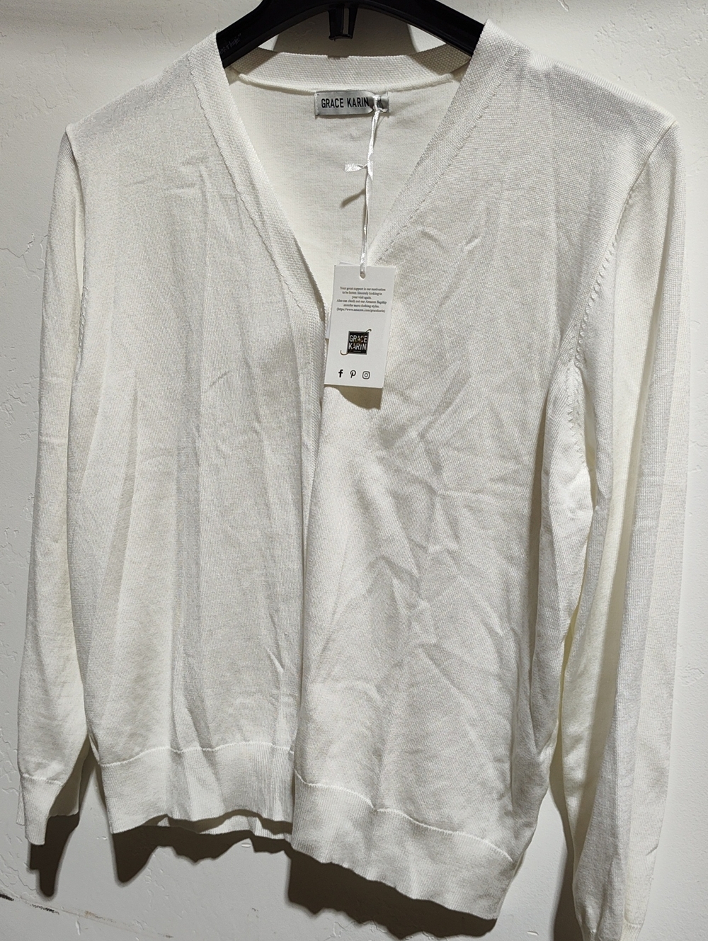Grace Karin White V-Neck Cardigan 2xl,Nwt
